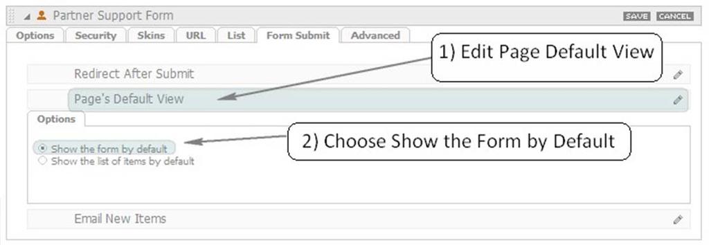 Forms: Page Default View