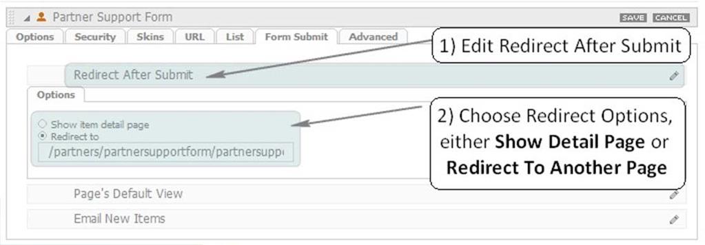 Forms: Redirect After Submit