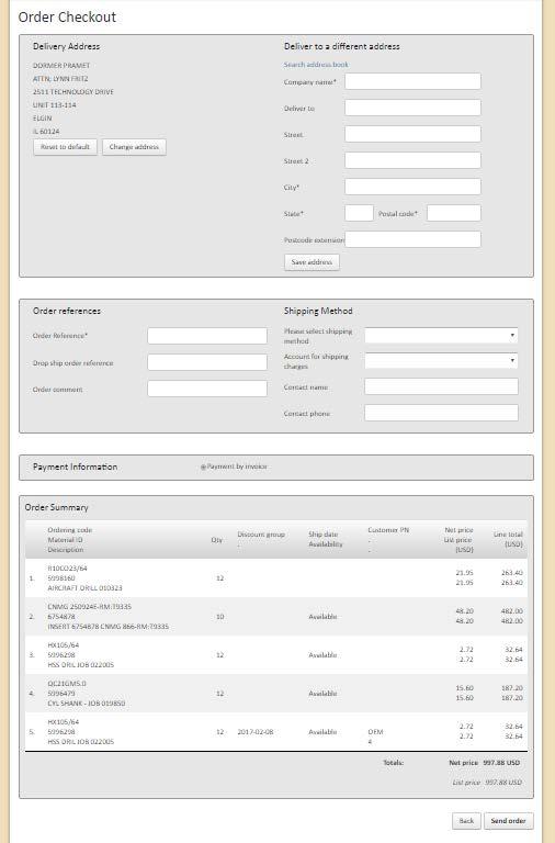 16 of 27 Order Checkout The Order Checkout screen shows your default delivery address. If you would like to select a different address, click Change address.