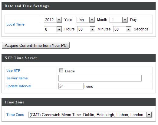 Set the correct time and time zone for your access point using the dropdown menus.