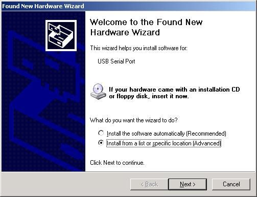 After first installation completed, Welcome to the Found New Hardware Wizard window will appear again.