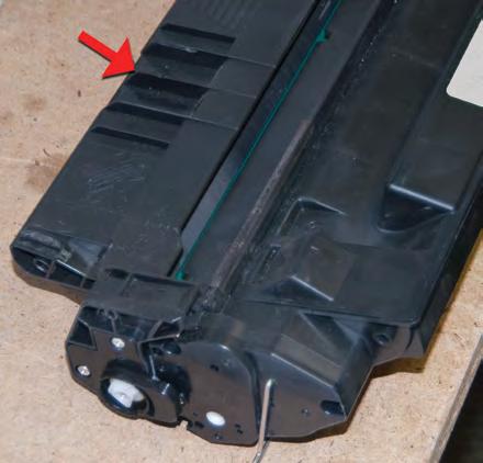 A B The central cartridge fin activates a lever PRINTER REPAIR Broken cartridges cause 52 errors in 5000, 5100 Since the introduction of the first LaserJet in May 1984, the 52 Service Error has been
