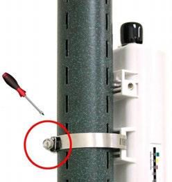 Note that you should unlock the pole mounting ring with a screw driver before