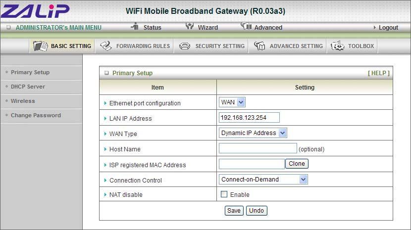 4.2 Dynamic IP Address: 1. Host Name: optional, required by some ISPs, for example, @Home. 2.
