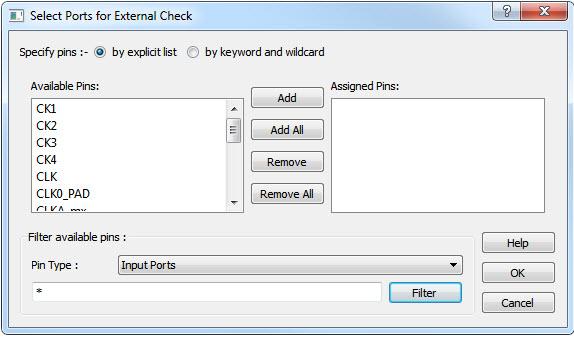 Clock Name Hold Setup Comment Figure 12 Select Ports for External Check Dialog Box Specifies the clock reference to which the specified External Check is related.