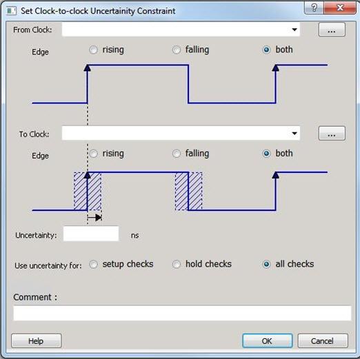 From Clock Figure 35 Set Clock-to-Clock Uncertainty Dialog Box Specifies clock name as the uncertainty source.