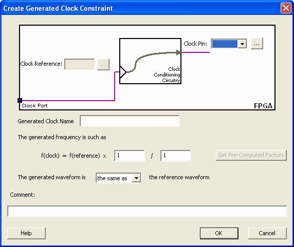 Figure 56 Create Generated Clock Constraint 2. Select a Clock Pin to use as the generated clock source.