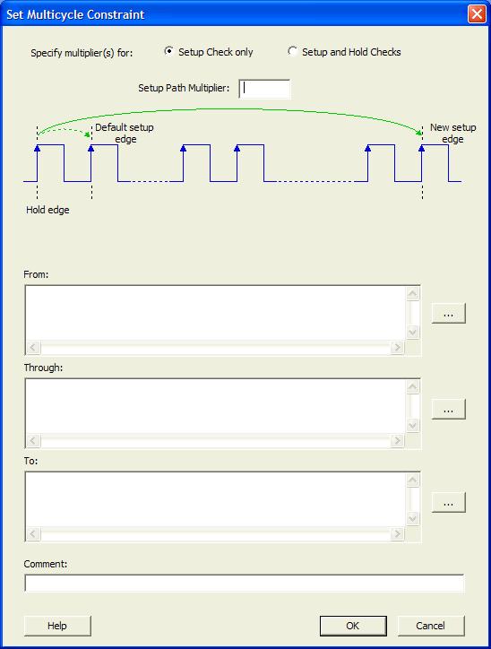 Figure 61 Set Multicycle Constraint Dialog Box 2. Specify the number of cycles in the Setup Path Multiplier. 3.