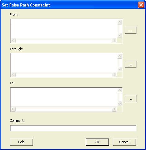 Specifying a False Path Constraint You set options in the Set False Path Constraint dialog box to define specific timing paths as false. To specify False Path constraints: 1.