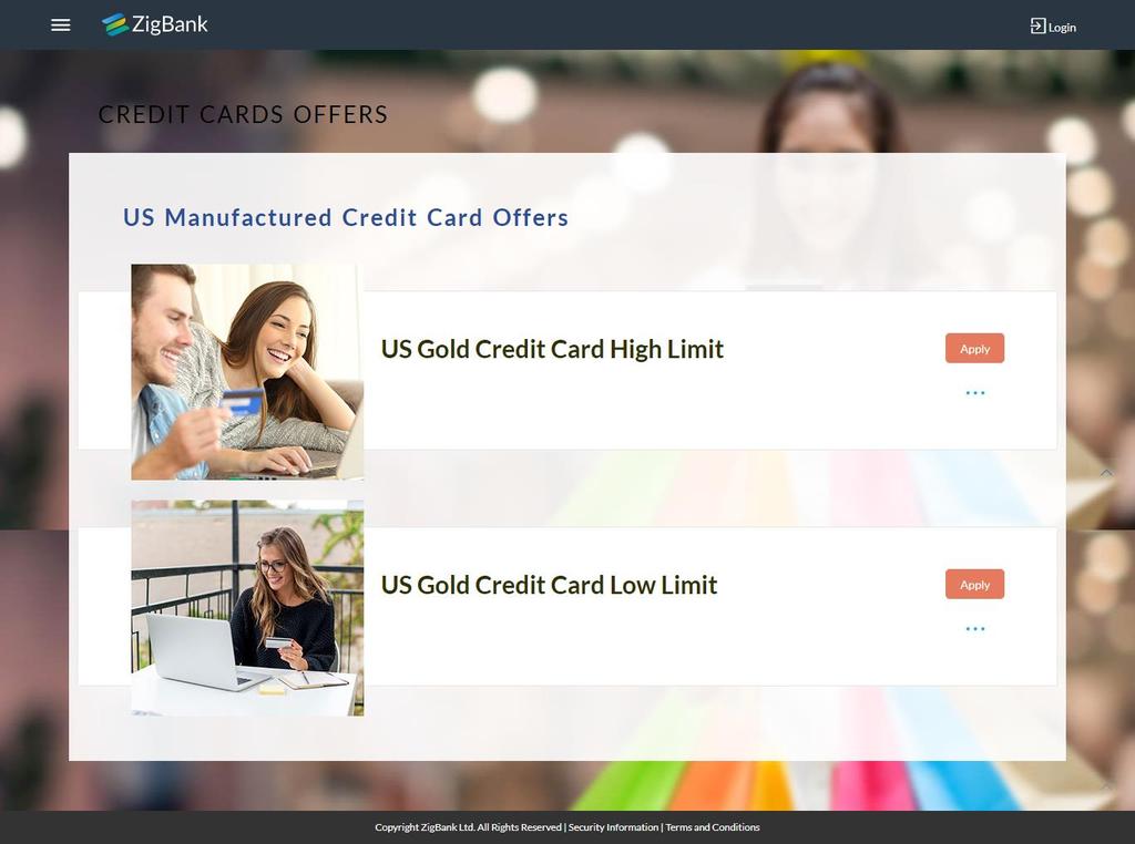 3.3 Credit Card Offers Once you select a suitable credit card product, all the offers available under that product are displayed on the Credit Card Offers page.