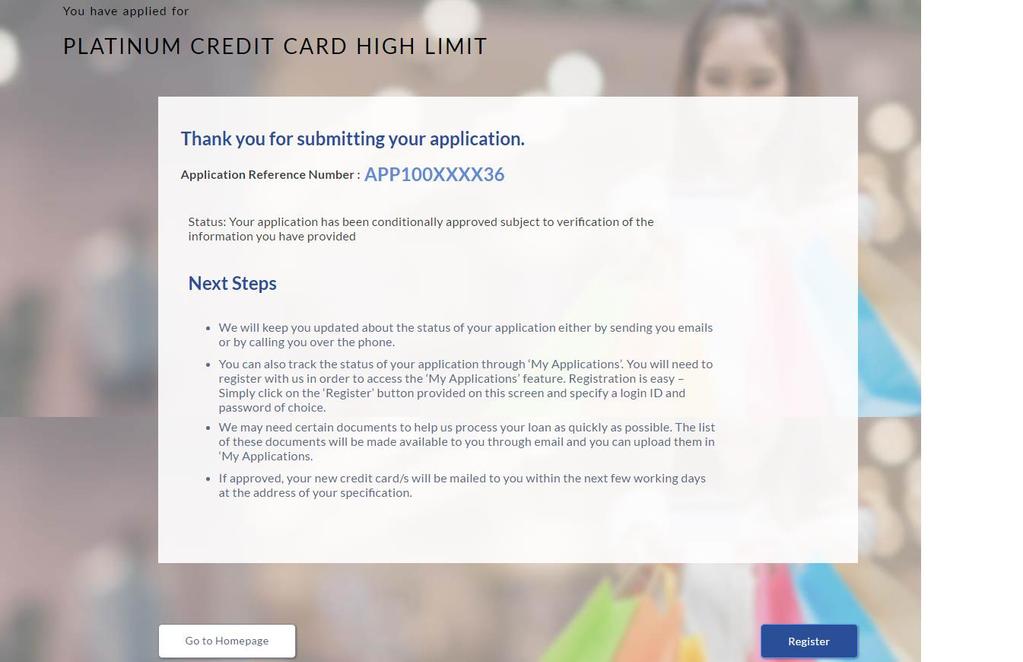 3.14 Submitted Application Confirmation The confirmation page is displayed once you have submitted your application.