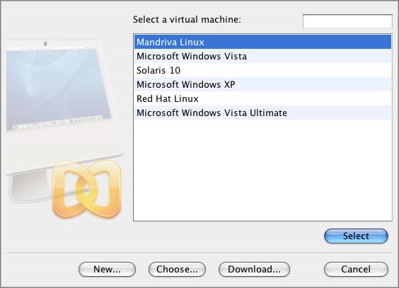 Running Virtual Machine 101 Selecting from the Select virtual machine dialog Whenever you start Parallels Desktop, it opens with the Select virtual machine dialog over the Configuration Page of a new