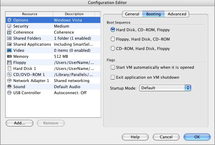 Configuring Virtual Machine 161 Booting Options On the Booting Options tab of Configuration Editor you can select the booting sequence, that is, the