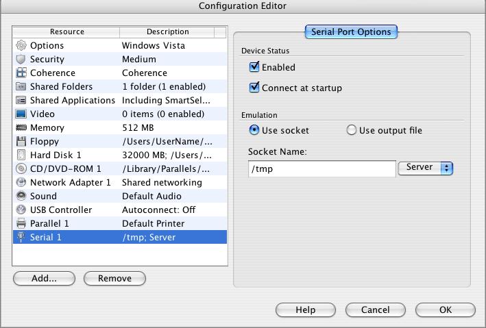 186 Parallels Desktop for Mac User Guide Serial Port Options The Serial Port Options tab of Configuration Editor lets you choose the type of emulation for a serial port.