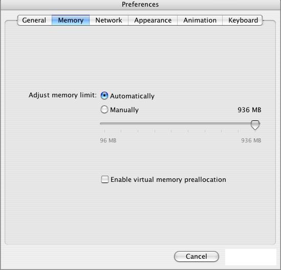 Managing Virtual Machines 219 Memory Tab On the Memory tab, you can adjust the maximum amount of physical memory (RAM) the system reserves for all the simultaneously running virtual machines on your