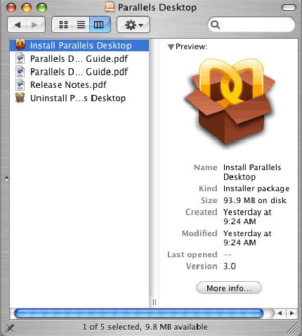 24 Parallels Desktop for Mac User Guide Installing Parallels Desktop If you purchased a boxed copy of Parallels Desktop, insert the Parallels Desktop CD into the optical drive of your Mac.