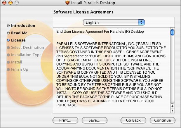 26 Parallels Desktop for Mac User Guide 3 In the Software License Agreement window, carefully read the