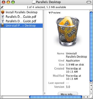 Installing Parallels Desktop 37 Uninstalling Parallels Desktop To uninstall Parallels Desktop: 1