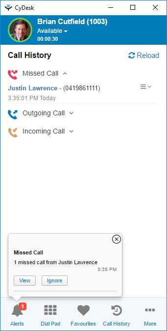 Call History (made by you) sorted by Category This page provides a history of calls grouped by Missed Call, Outgoing Call, and Incoming Call.