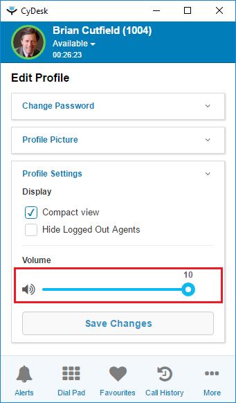 How to Adjust your Volume Settings CyDesk Web can generate audio alerts when required, for example, a new message from another Agent or an incoming queue call.