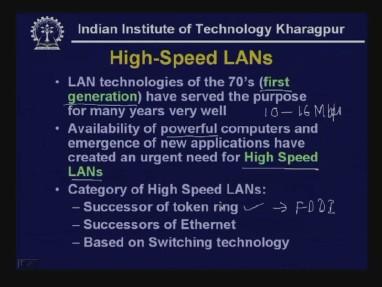 (Refer Slide Time: 04:35) First, let us focus on the FDDI which stands for Fiber Distributed Data Interface. It is based on token ring and this is supported by ANSI ISO LAN standard.