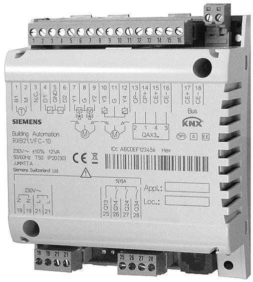 3 873 3873P01 RXB Room controllers For fan-coil applications FC-10, FC-11, FC12 with Konnex bus communications (S-mode and LTE mode) RXB21.1 RXB22.1 The RXB21.1 and RXB22.