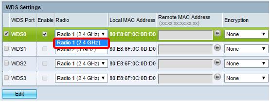 Note: The Local MAC Address area displays the MAC address of the current WAP being used. Step 5. Enter the MAC address of the destination WAP in the Remote MAC Address field.
