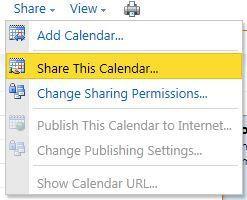 3. Click on the calendar you wish to share. 4. Click on the To button to select users to share your calendar with. 5. Add a subject for the invitation. 6.