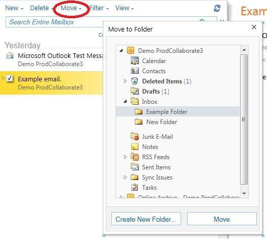 Move E-mail to Folders Moving e-mail removes a message from the message pane and