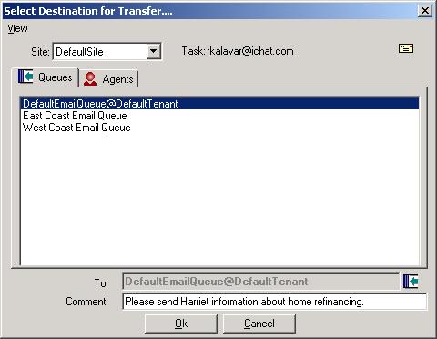 Chapter 4: Managing Email Contacts To transfer an email contact: 1. If you are not viewing the email you want to transfer in Email Preview mode, click the Preview tab. 2.