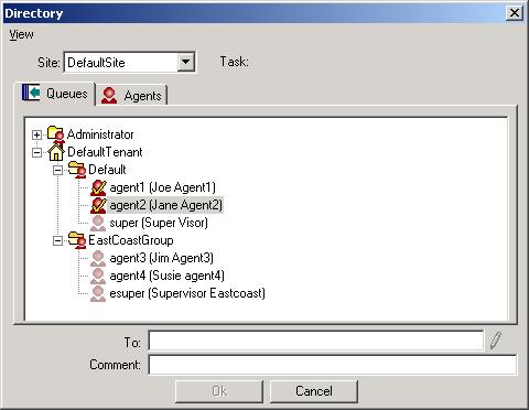 Using the Unified Agent Directory 3. Click the Agents tab (or any workgroup tab that you have containing agent information).