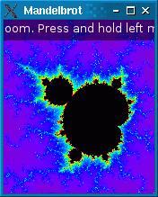 Figure 18: The Mandelbrot example shows how threading can be used to keep the user interface responsive while performing time-consuming tasks. large files and performing complex calculations.