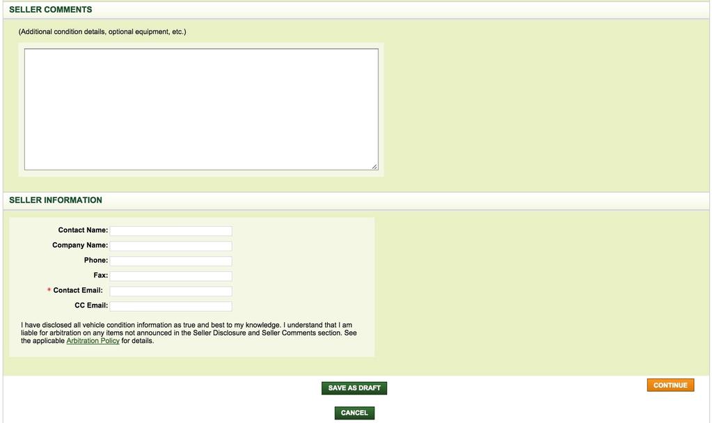 Step 3: Add Vehicle Information Add Seller Comments