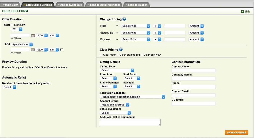 Step 8: Edit Vehicles in Inventory Manager (Bulk) Click Edit Multiple Vehicles Edit listing