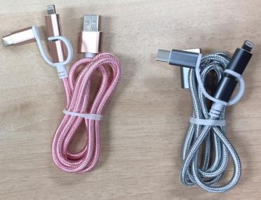 gold, silver & USB, Lightning, Micro USB and TYPE C. pink Unit size: 1.2 m (47.24") Packaged in Decoration: 8 x 13 mm (0.31" x 0.