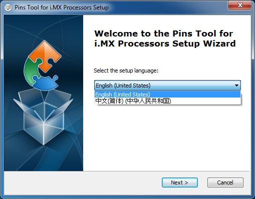 Figure 2. Pins Tool for i.mx Processors setup 2. Select the language in which you want to run the installer. 3. Click Next. The Select Folder page of the wizard appears. 4.