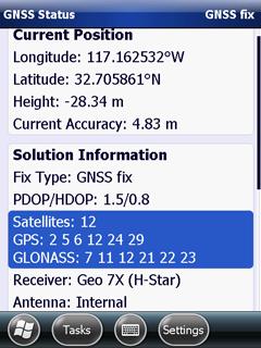 5. To connect to the GNSS receiver, tap Connect To GNSS. The GNSS status message shows no GNSS fix. Wait for the GNSS receiver to initialize with the selected field configuration.