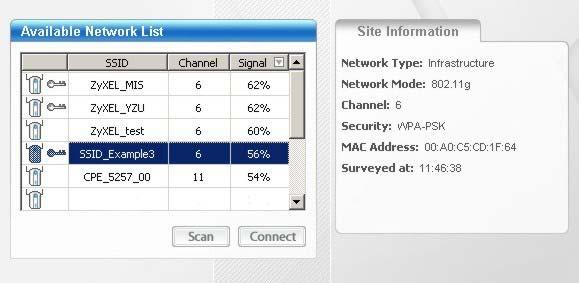 Chapter 5 Tutorials Figure 44 Connecting a Wireless Client to a Wireless Network t 5 Select WPA-PSK and type the security key in the following screen. Click Next.