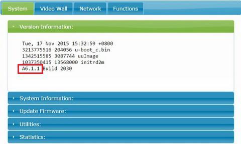 Web UI configuration Check Firmware The firmware version is on the page first shown when accessing the web ui.