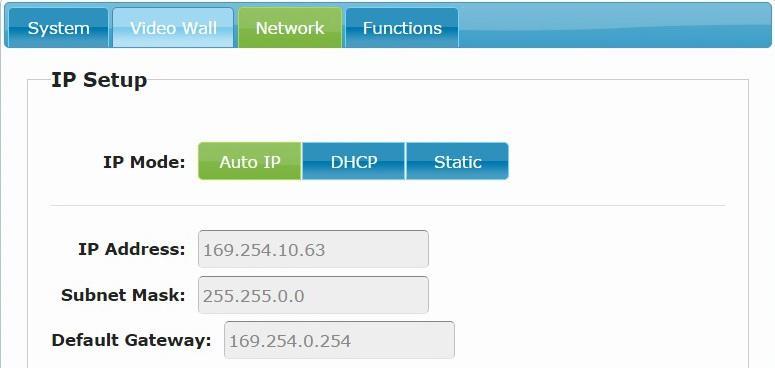 Network Configuring IP Mode By default, the Sender and Receiver units are set to Auto IP Mode. User does not need to change it unless you know what you want.