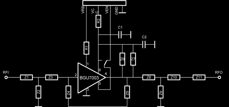 3.1 Application Circuit The circuit diagram of the BGU7003 Universal Evaluation Board is given in Fig 3.