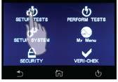 TOUCH SCREEN OPERATIONS INSTRUMENT SET UP Back Home WARNING: LOCATE A SUITABLE TESTING