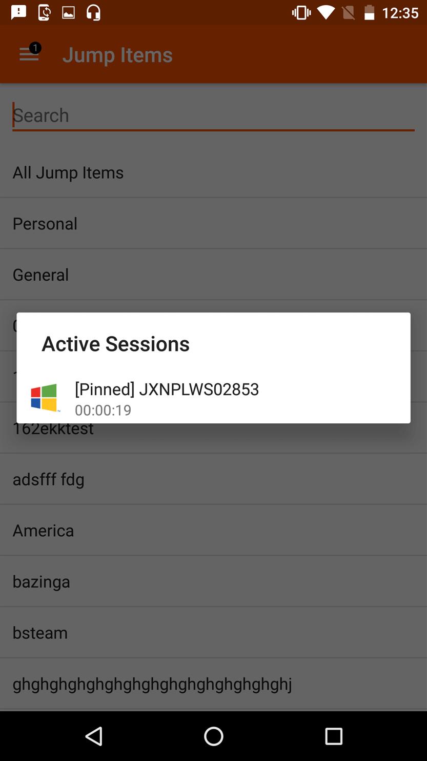 Tap the active session you wish to return