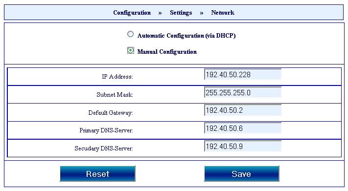 With this configuration, the client calls up the IP address from the DHCP server directly. A functional DHCP server must be available in the network for this. The network can be configured manually.