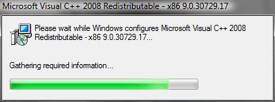 Setup Installing As the installation proceeds, a message line is updated with each task being undertaken and the progress bar indicates the relative percentage complete.