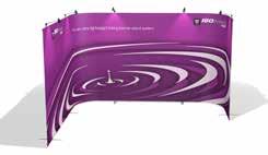 - A display wall consists of banner stands and flexible link graphics.