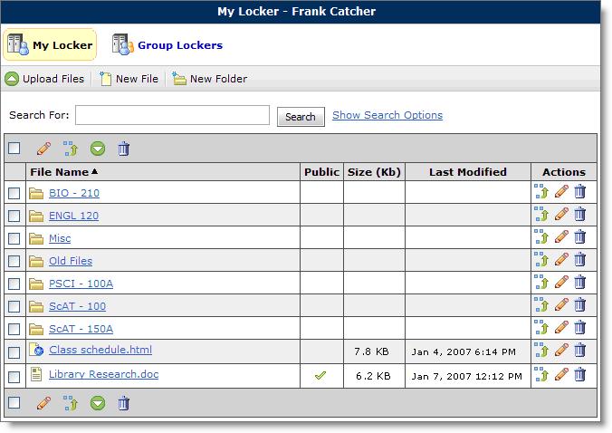 Creating a folder My Locker page Creating a folder Since your locker is not course specific, it is important that you organize your locker content in a meaningful way.