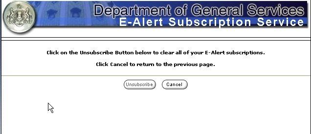 Unsubscribing From E-Alerts 1. Return to the E-Alerts welcome page via www.pasupplierportal.state.pa.us (registered suppliers) or www.