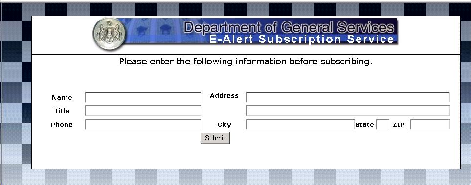 5. Select the DGS e-mail Notifications (ealerts) link. 6.