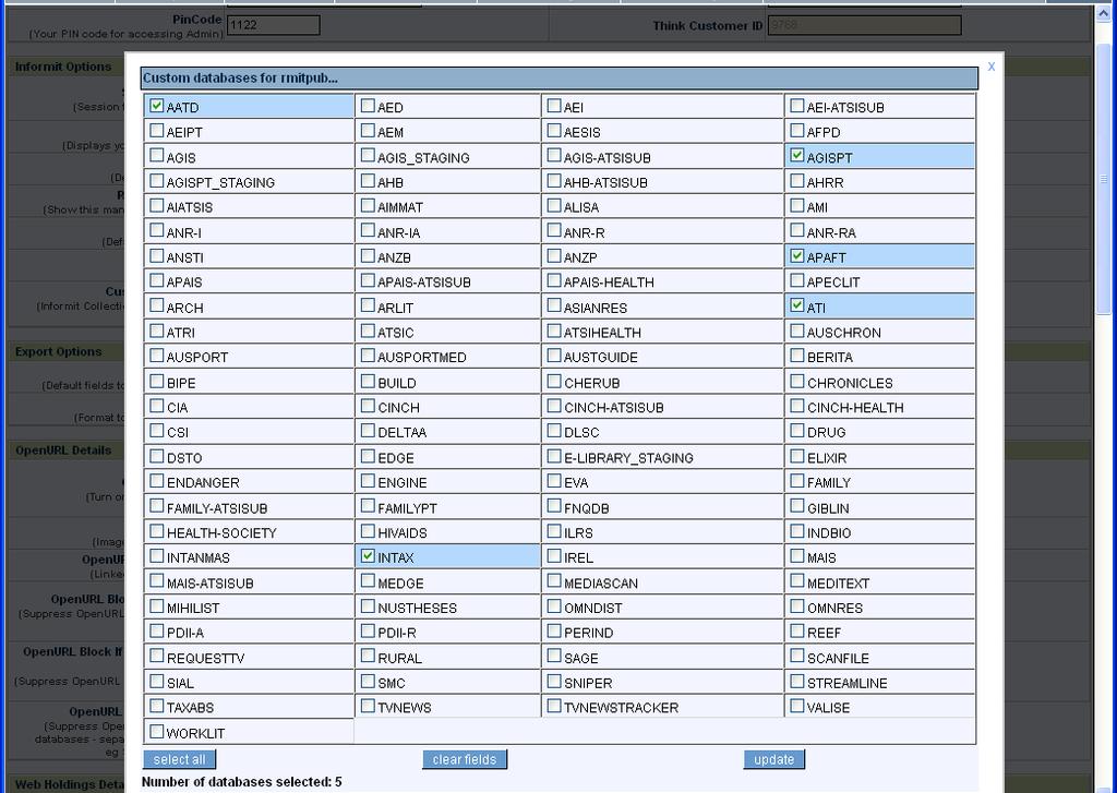 Setting a Custom Database view You may select specific databases to be displayed using the Custom Databases option.